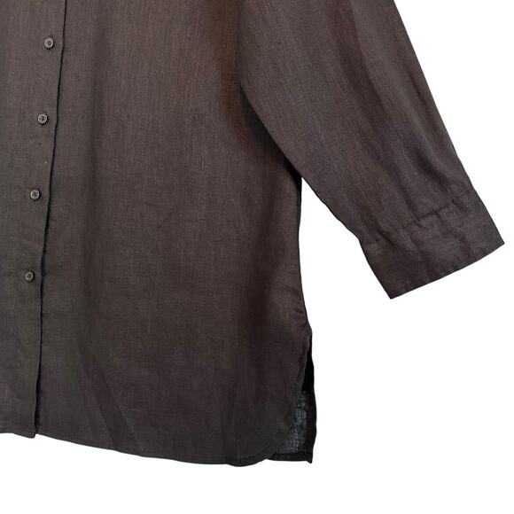 Garnet Hill Easy Linen Tunic XL Black Button Front Long Sleeve‎ Linen 2025 - Picture 7 of 16